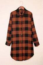 Load image into Gallery viewer, Red Turn-down Collar Plaid Shirt Coat