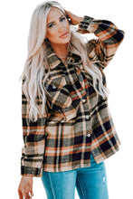 Load image into Gallery viewer, Orange Geometric Plaid Print Pocketed Shacket