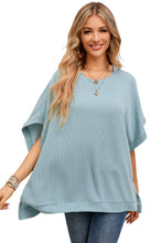 Load image into Gallery viewer, Apricot Ribbed Knit Batwing Sleeve Tunic Oversized T Shirt