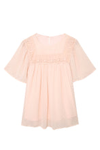 Load image into Gallery viewer, Apricot Flutter Sleeves Sheer Textured Babydoll Top