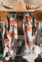 Load image into Gallery viewer, Gray Western Aztec Snap Buttoned Fleece Jacket
