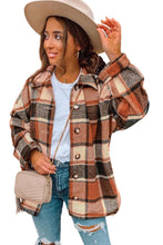 Load image into Gallery viewer, Rose Plaid Print Buttoned Shirt Jacket