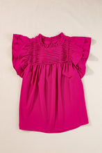 Load image into Gallery viewer, Rose Red Smocked Ruffle Sleeve Blouse