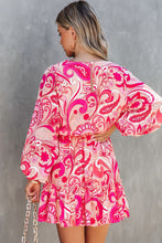 Load image into Gallery viewer, Paisley Printed Button Keyhole Back Belted Mini Dress