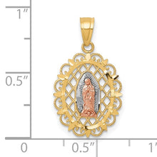 Load image into Gallery viewer, 10k Two-tone with White Rhodium Our Lady of Guadalupe Pendant 10C1045
