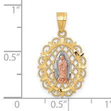 Load image into Gallery viewer, 10k Two-tone with White Rhodium Our Lady of Guadalupe Pendant 10C1045