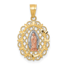 Load image into Gallery viewer, 10k Two-tone with White Rhodium Our Lady of Guadalupe Pendant 10C1045