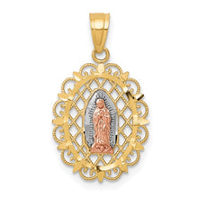 Load image into Gallery viewer, 10k Two-tone with White Rhodium Our Lady of Guadalupe Pendant 10C1045
