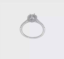 Load and play video in Gallery viewer, 14k White Gold Halo (Holds 1/2 carat (6.5x4.5mm) Pear Center) 1/3 carat Diamond Semi-mount Engagement Ring STYLE:  RM2064E-050-WAA