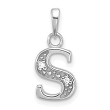Load image into Gallery viewer, 14K White or Yellow Gold Diamond Letter Initial Pendant YC1541W