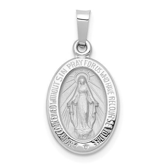 14k Polished and Satin Miraculous Medal Hollow Pendant STYLE: XR1401