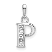 Load image into Gallery viewer, 14K White or Yellow Gold Diamond Letter Initial Pendant YC1541W