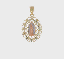 Load and play video in Gallery viewer, 10k Two-tone with White Rhodium Our Lady of Guadalupe Pendant 10C1045

