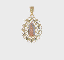 Load and play video in Gallery viewer, 10k Two-tone with White Rhodium Our Lady of Guadalupe Pendant 10C1045