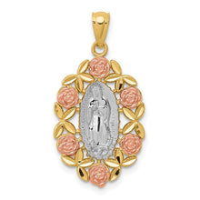 Load image into Gallery viewer, 14K Two-Tone with White Rhodium Guadalupe Pendant STYLE:  C4520
