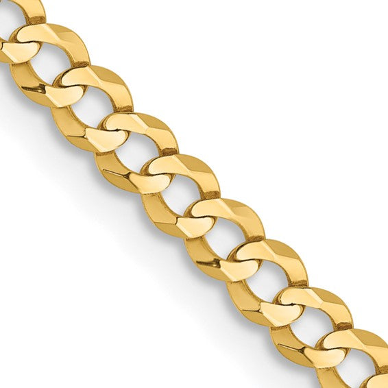 14K  Lightweight Flat Cuban with Lobster Clasp Chain (choose style & length)