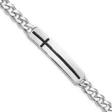 Load image into Gallery viewer, Sterling Silver Enameled Cross on Bar Men's 8in Bracelet STYLE: QG6237-8