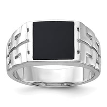 Load image into Gallery viewer, Sterling Silver Rhodium-plated Polished Black Onyx Men&#39;s Ring

