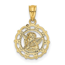 Load image into Gallery viewer, 14k with Rhodium Framed Cherub Pendant REL163