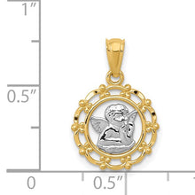 Load image into Gallery viewer, 14k with Rhodium Framed Cherub Pendant REL163