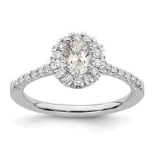 Load image into Gallery viewer, 14kw Oval Halo Engagement Lab Grown Diamond SI1/SI2, G H I, Complete Ring STYLE:  RM2058E-050-7CWLG

