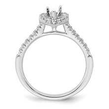 Load image into Gallery viewer, 14k White Gold Halo (Holds 1/2 carat (6.5x4.5mm) Pear Center) 1/3 carat Diamond Semi-mount Engagement Ring STYLE:  RM2064E-050-WAA
