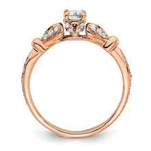 Load image into Gallery viewer, 14K Rose Gold Two Hearts (Holds 1/2 carat (4.5mm) Round Center) 1/4 carat Diamond Semi-Mount Engagement Ring
