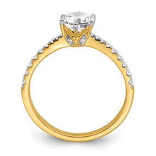 Load image into Gallery viewer, 14k Gold Leaf Design (Holds 3/4 carat (5.8mm) Round Center) 1/4 carat Diamond Semi-Mount Engagement Ring