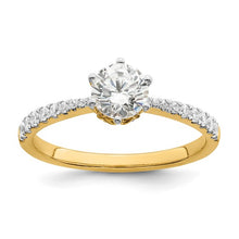 Load image into Gallery viewer, 14k Gold Leaf Design (Holds 3/4 carat (5.8mm) Round Center) 1/4 carat Diamond Semi-Mount Engagement Ring