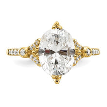 Load image into Gallery viewer, 14k (Holds 2 carat (10x7.5mm) Oval Center) 1/6 carat Diamond Semi-Mount Engagement Ring

