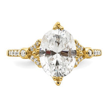 Load image into Gallery viewer, 14k (Holds 2 carat (10x7.5mm) Oval Center) 1/6 carat Diamond Semi-Mount Engagement Ring