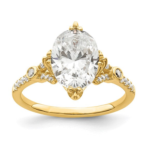 14k (Holds 2 carat (10x7.5mm) Oval Center) 1/6 carat Diamond Semi-Mount Engagement Ring