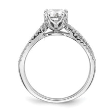 Load image into Gallery viewer, 14k White Gold Criss-Cross (Holds 1 carat (6.5mm) Round Center) 1/5 carat Diamond Semi-Mount Engagement Ring