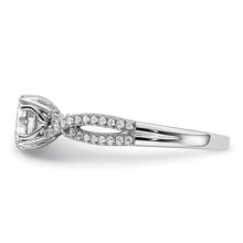 Load image into Gallery viewer, 14k White Gold Criss-Cross (Holds 1 carat (6.5mm) Round Center) 1/5 carat Diamond Semi-Mount Engagement Ring