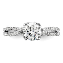 Load image into Gallery viewer, 14k White Gold Criss-Cross (Holds 1 carat (6.5mm) Round Center) 1/5 carat Diamond Semi-Mount Engagement Ring
