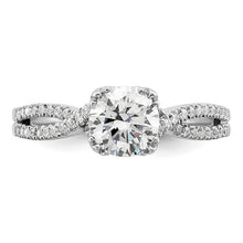 Load image into Gallery viewer, 14k White Gold Criss-Cross (Holds 1 carat (6.5mm) Round Center) 1/5 carat Diamond Semi-Mount Engagement Ring