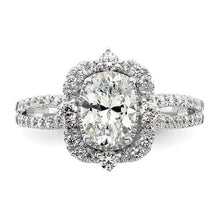 Load image into Gallery viewer, 14k White Gold Vintage Halo (Holds 1 carat (8.0x6.1mm) Oval Center) 5/8 carat Diamond Semi-Mount Engagement Ring
