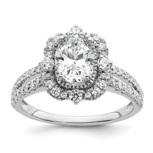 Load image into Gallery viewer, 14k White Gold Vintage Halo (Holds 1 carat (8.0x6.1mm) Oval Center) 5/8 carat Diamond Semi-Mount Engagement Ring