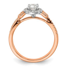 Load image into Gallery viewer, 14k White and Rose Gold Round Halo Plus 5/8 carat Diamond Complete Engagement Ring