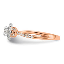 Load image into Gallery viewer, 14k White and Rose Gold Round Halo Plus 5/8 carat Diamond Complete Engagement Ring
