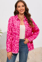 Load image into Gallery viewer, Pink Leopard Print Button Cuffs Raw Hem Jacket
