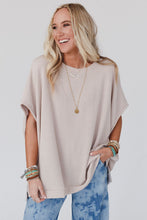 Load image into Gallery viewer, Apricot Ribbed Knit Batwing Sleeve Tunic Oversized T Shirt
