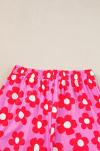 Load image into Gallery viewer, Pink Flower Print Short Sleeve Shirt Pajamas Set
