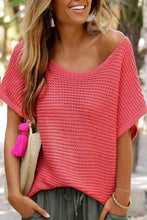 Load image into Gallery viewer, Red Clay Solid Loose Knit Short Dolman Sleeve Sweater

