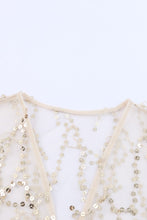 Load image into Gallery viewer, Black Sequin Sheer Long Sleeve Open Front Kimono
