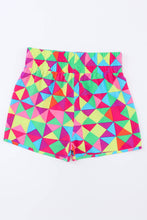 Load image into Gallery viewer, Multicolor Geometric High Waisted Athletic Shorts

