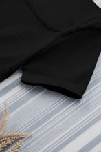 Load image into Gallery viewer, Black Ribbed Square Neck Short Sleeve Athleisure Romper
