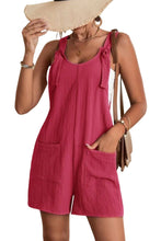Load image into Gallery viewer, Black Adjustable Straps Pocketed Textured Romper
