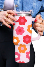 Load image into Gallery viewer, Multicolor Flower Print Handled Stainless Steel Vacuum Cup 40oz
