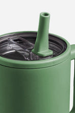 Load image into Gallery viewer, Dark Green Frosted Stainless Handle Large Vacuum Cup with Straw 40oz
